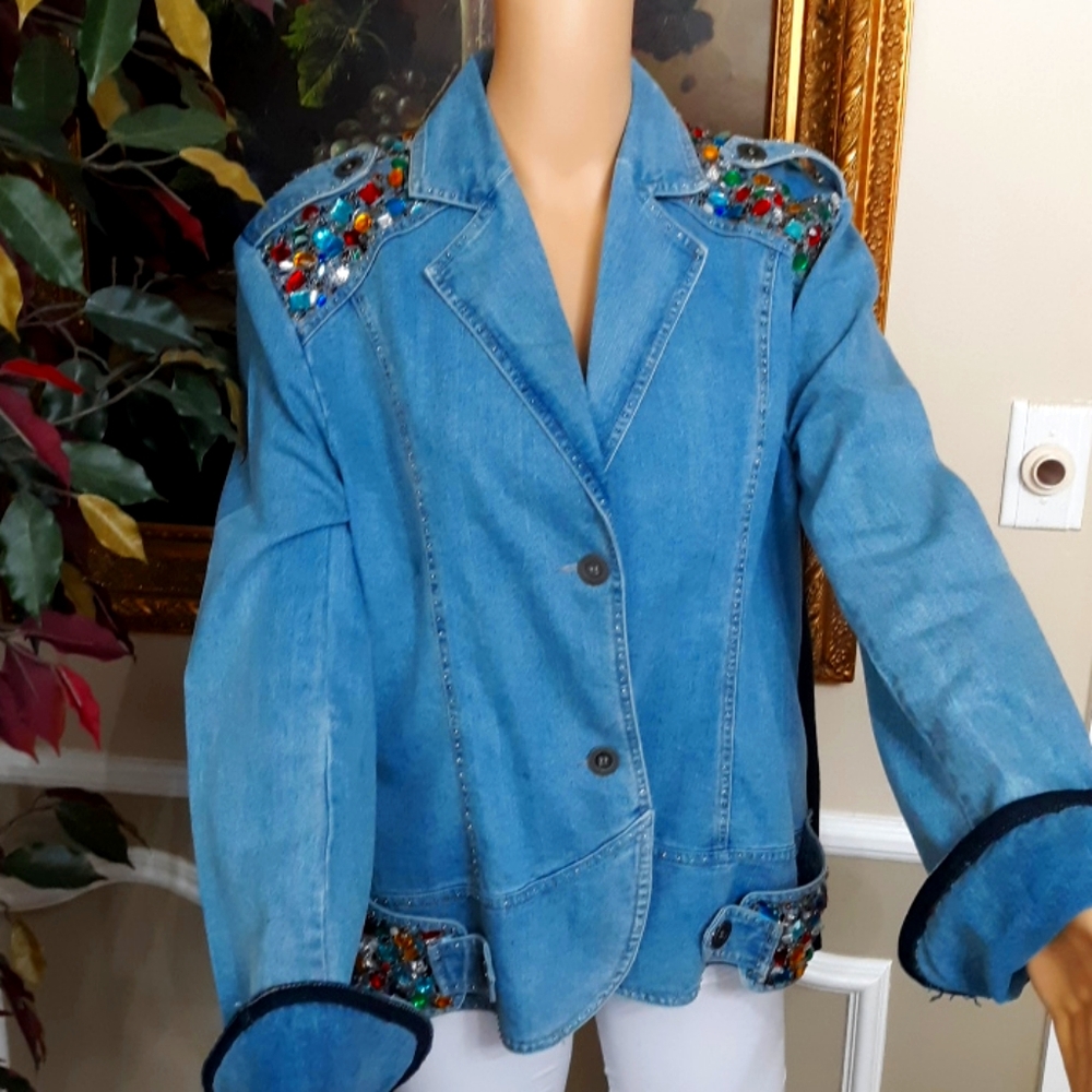 Jean bejeweled jacket